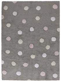 Lorena Canals koberce Ručne tkaný kusový koberec Tricolor Polka Dots Grey-Pink - 120x160 cm