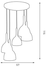 Luster na lanku NOAK WOOD 5xE27/60W/230V
