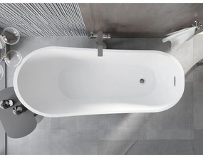 Mexen Alta, voľne stojaca vaňa 170 x 75 cm, biela, chrómový prepad, 52141707500-01