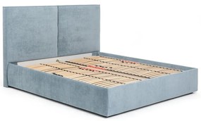 Modrá čalúnená dvojlôžková posteľ s úložným priestorom s roštom 160x200 cm Thessa Bold – Bonami Selection