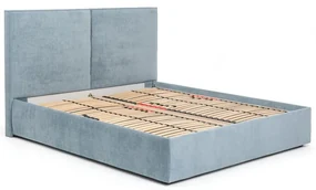 Modrá čalúnená dvojlôžková posteľ s úložným priestorom s roštom 180x200 cm Thessa Bold – Bonami Selection