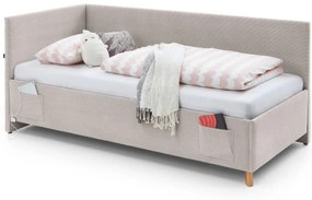 Detská posteľ loop 120 x 200 cm s bočnicou a úložným priestorom béžová MUZZA