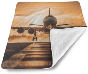 Sablio Deka pre bábätko Lietadlo pristávajúce pri západe slnka - 90x120 cm