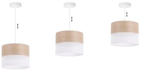 Závesné svietidlo Wood, 1x béžová dubová dýha/biele PVC tienidlo, (fi 20cm)