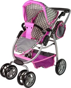 Alice Detský kočík pre bábiky 2 v 1 taška na nosenie ružové hviezdy