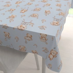 Biante Detský bavlnený obdĺžnikový obrus Sandra SA-615 Medvedíky v košíčkoch na modrom 140x180 cm