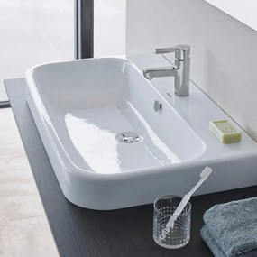 DURAVIT Happy D.2 obdĺžniková umývadlová misa s otvorom, s prepadom, 600 x 460 mm, biela, s povrchom WonderGliss, 23156000001