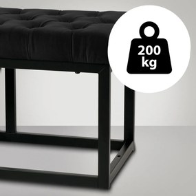 Lavica Polson - zamat, čierny rám 150 cm - Čierna