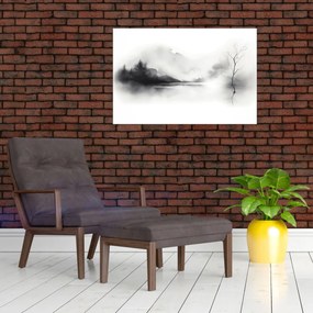 Obraz - Atramentová maľba krajiny (90x60 cm)