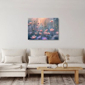 Sklenený obraz - Kvety v pastelových farbách (70x50 cm)