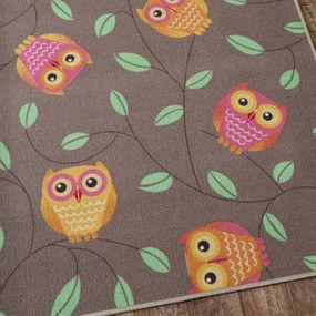 AladinWorld Expres, Detský kusový koberec Little Owls, 160x200, hnedá, detská izba