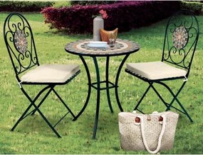 Záhradný set Mosaic, čierny/zelený%