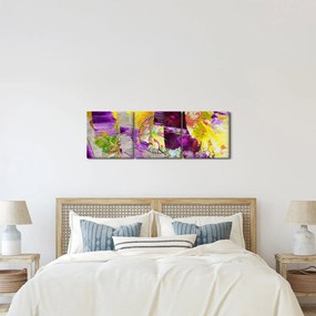 Obraz abstrakcie - maľba (s hodinami) (90x30 cm)