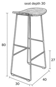 Barová stolička z teakového dreva v prírodnej farbe (výška sedadla 76 cm) Tangle – White Label