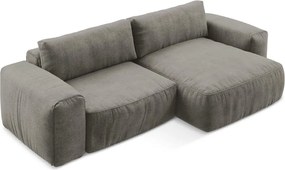 Sivá ženilková rozkladacia rohová pohovka (pravý roh/s leňoškou) Kuki – Makamii