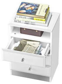 NOČNÝ STOLÍK CRISTINE 3S BIELY LESK + ZRKADLO