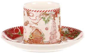 Darčeková súprava 2 vianočných šálok s podšálkami Perníčky 70 ml
