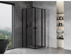 Mexen, Mexen Mist L Duo výklopný sprchový kút 90 x 90 cm, čierny rám - 8A4L-090L-090P-70-70