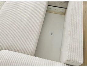 Krémová menčestrová rozkladacia rohová pohovka (ľavý roh) Lucien – Bobochic Paris