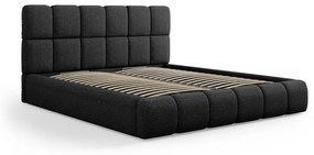 Čierna čalúnená dvojlôžková posteľ s úložným priestorom s roštom 180x200 cm Bellis – Micadoni Home