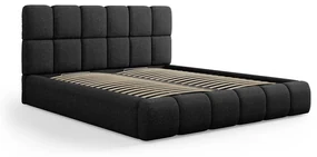 Čierna čalúnená dvojlôžková posteľ s úložným priestorom s roštom 180x200 cm Bellis – Micadoni Home