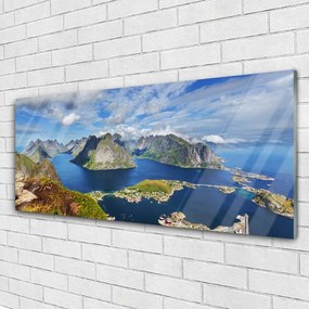 Obraz plexi Hory more záliv krajina 125x50 cm