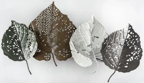 Kovová nástenná dekorácia Farebné listy, 90x50 cm%