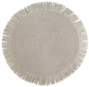 Okrúhla podložka v boho štýle so strapcami - prestieranie 38 cm béžová