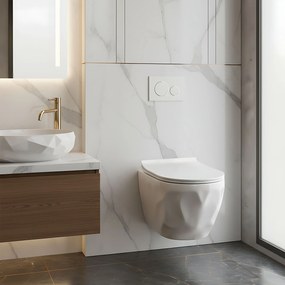 Rea Gustavo, závesná WC misa + toaletné sedadlo, biela, REA-C1652