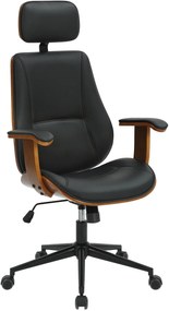 Design-Shop Kancelárska stolička Lugo - koženka - Orech / Čierna