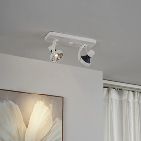 Dizajnový stropný reflektor biely GU10 70mm 2-svetelný nastaviteľný - Vo