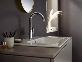Hansgrohe Vernis Blend, vysoká umývadlová batéria 200 s otočným ramenom a odtokovou súpravou s tiahlom, EcoSmart, chrómová, HAN-71554000