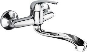 Mereo Lila, drezová nástenná batéria, 150 mm, s ramienkom plochým vyhnutým 180 mm, chróm, MER-CBEE30105