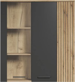 Závesná vitrína na stenu Esteban, antracit/dub evoke