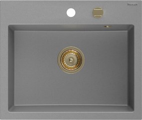 Mexen Oscar, 1-komorový granitový drez 580x490x205 mm, šedá, 6519581000-71-G