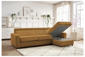 Menčestrová rozkladacia rohová pohovka v horčicovej farbe (variabilná) Monaco – Bobochic Paris