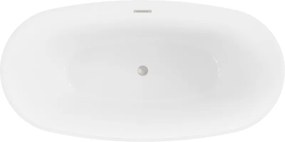 Mexen Eris, voľne stojaca vaňa 180 x 80 cm, biela, brúsená oceľ prepad, 53441808000-97