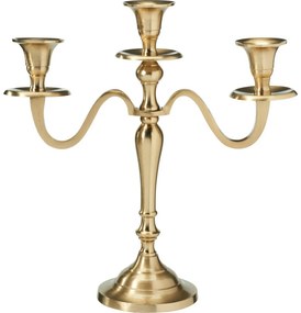 Kovový svietnik 3ramenný 29x10x30 cm, farba zlatá, dekor 1
