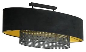 Duolla - Prisadený luster DOUBLE OVAL RATTAN 2xE27/15W/230V čierna/ratan