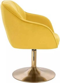 LuxuryForm DESIGN Stolička AVOLA VELUR na zlatom tanieri - žltá