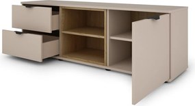 TV skrinka so zásuvkami Avola, 140 cm, béžová kašmír/dub cremona