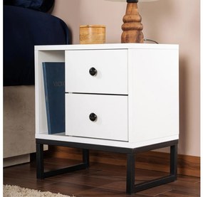 Nočný stolík GLIMMER 50x45,2 cm biela/čierna