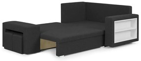 Rozkládací rohová sedací souprava MODO3 + 2 Taburety Černá