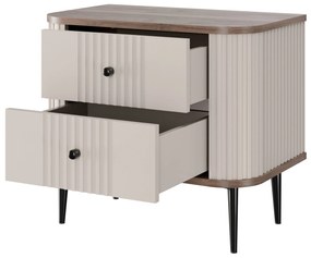 Nočné stolíky Vespera 56 cm - 2 ks - kašmírová / orech / čierne nožičky