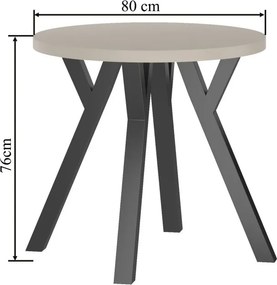 Vintino Jedálenský stôl ARDEN 80 cm – kašmír / čierna oceľ