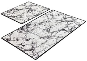 SADA 2x Kúpeľňová predložka MARBLE 60/100 cm biela/čierna