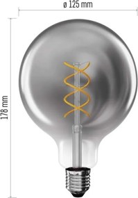LED žiarovka DECO dymová G125 teplá biela