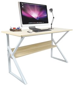 Kondela Písací stôl s policou, dub prírodný/biela, TARCAL 100