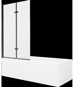 Mexen Vega obdĺžniková vaňa 170 x 70 cm s obkladom a 2-krídlovou zástenou 100 cm, Transparentné, Čierna - 550117070X9210027000