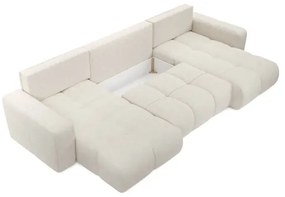 Rozkladacia čalúnená sedacia súprava ALMADA v tvare U s úložným priestorom béžová